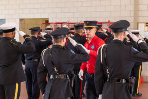 Firefighters practice Honor Guard