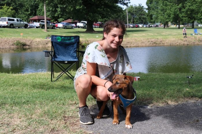 girl with puppy