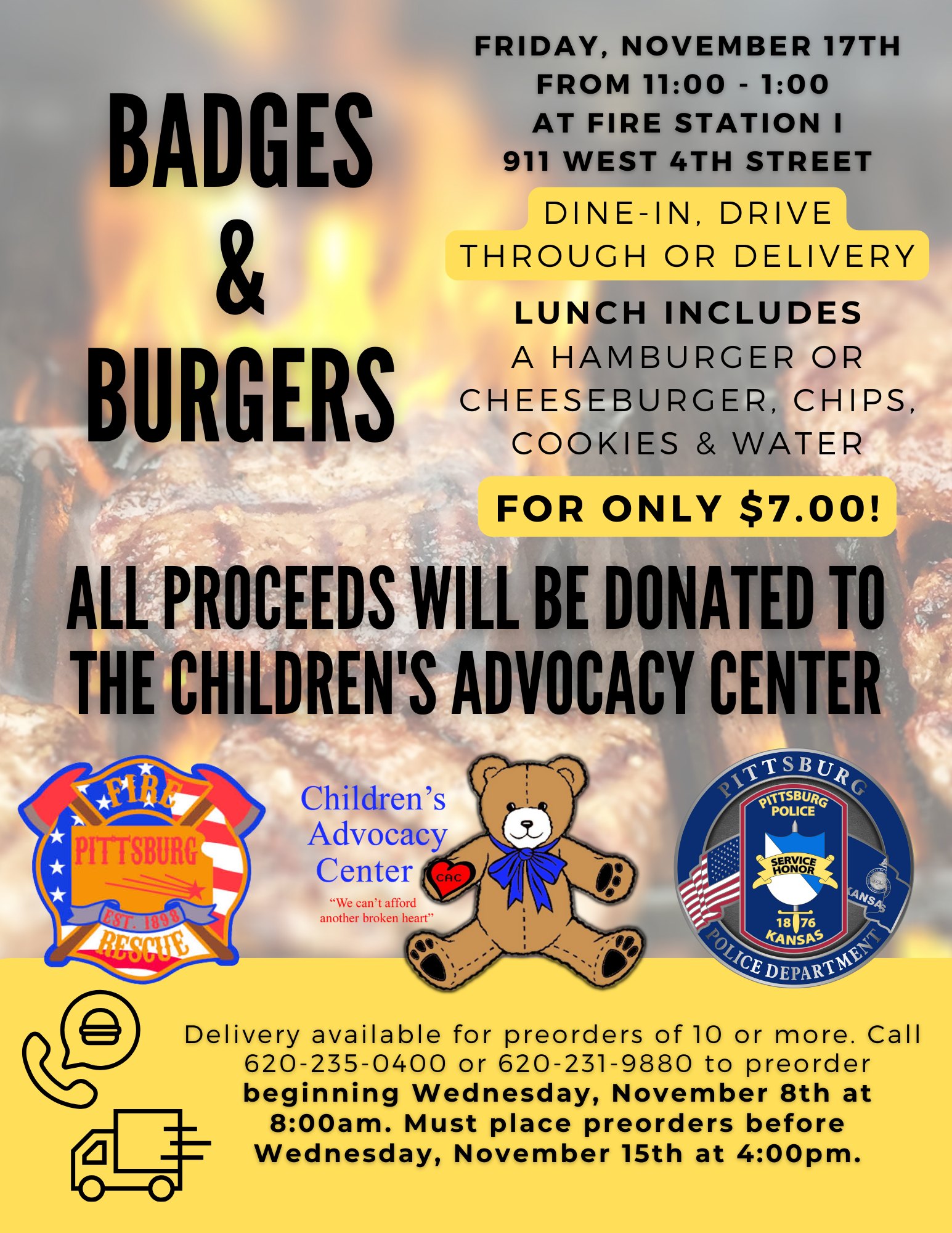 Badges and Burgers Flyer