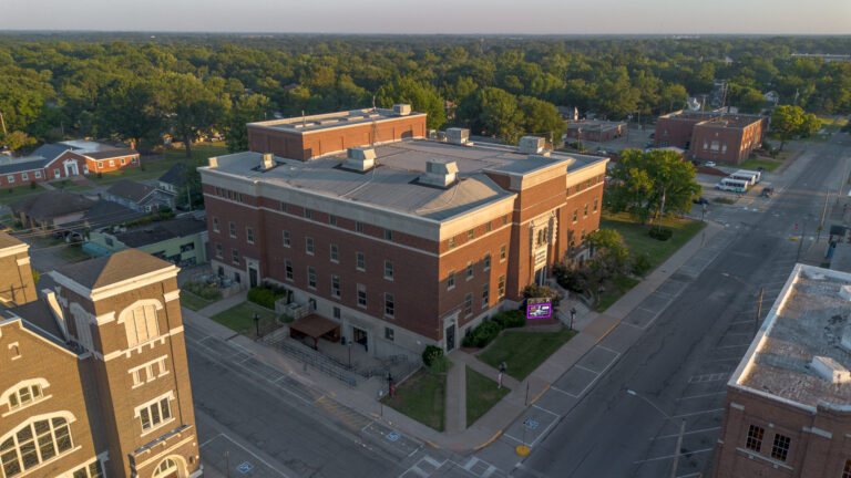 Memorial Auditorium drone photograph