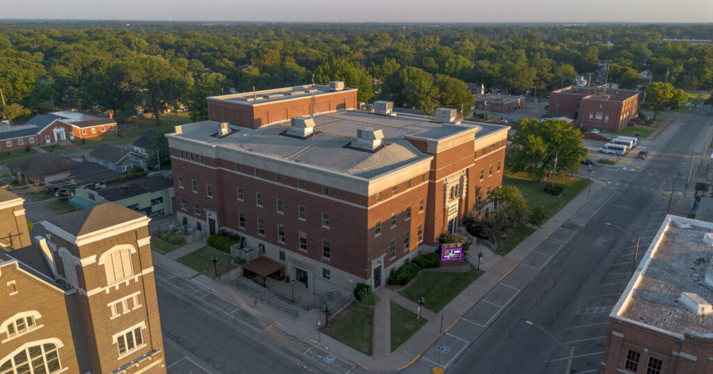 Memorial Auditorium drone photograph