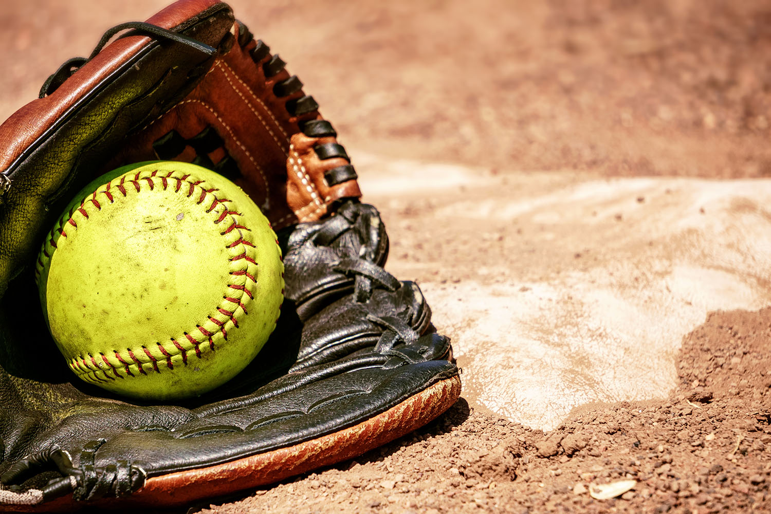 Baseball glove and ball
