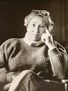 Woman with glasses upon her head