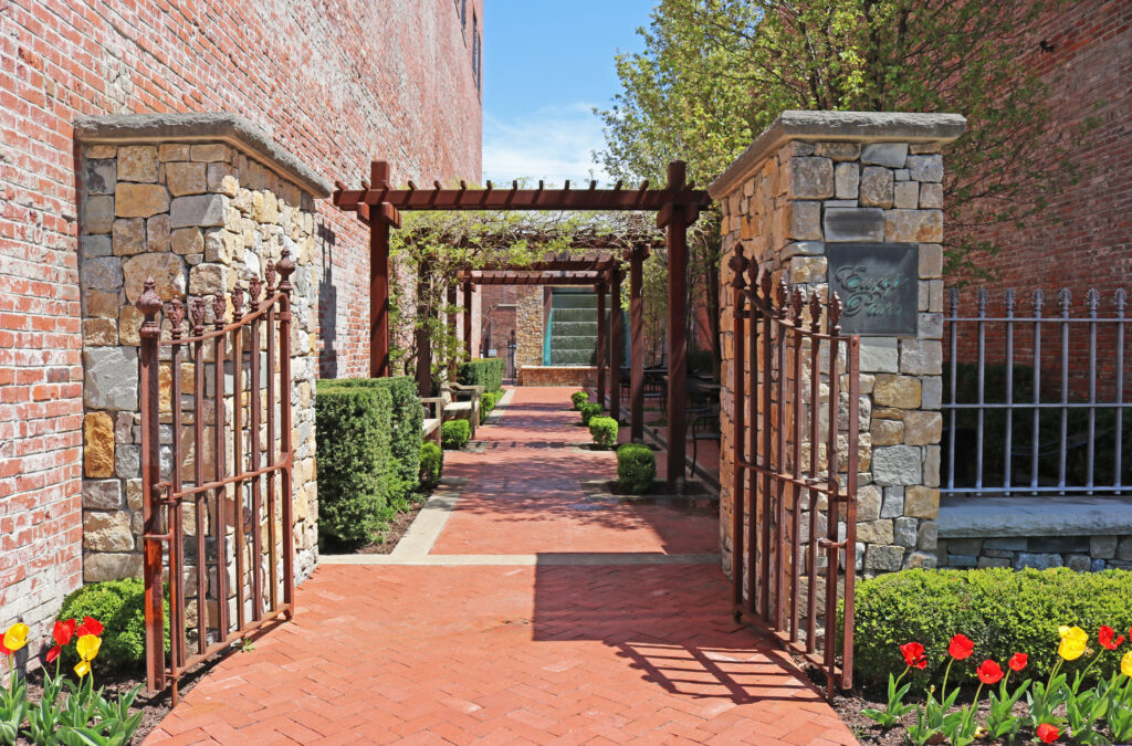 The entrance of Europe Park in Pittsburg, Kansas. This park is located in Downtown Pittsburg.