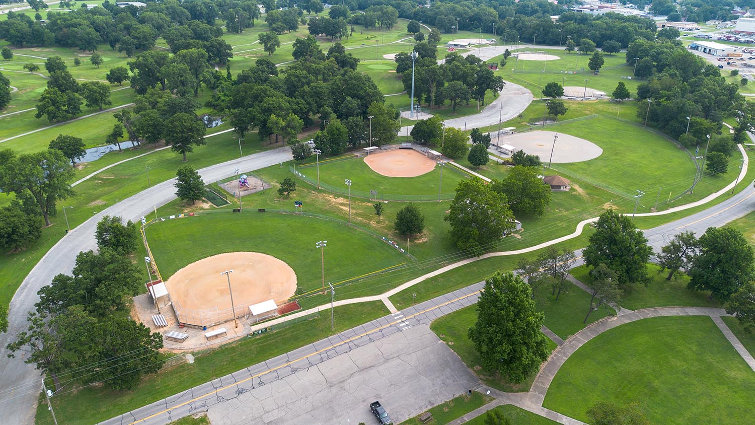 An aerial view of the Don Gutteridge Sports Complex.