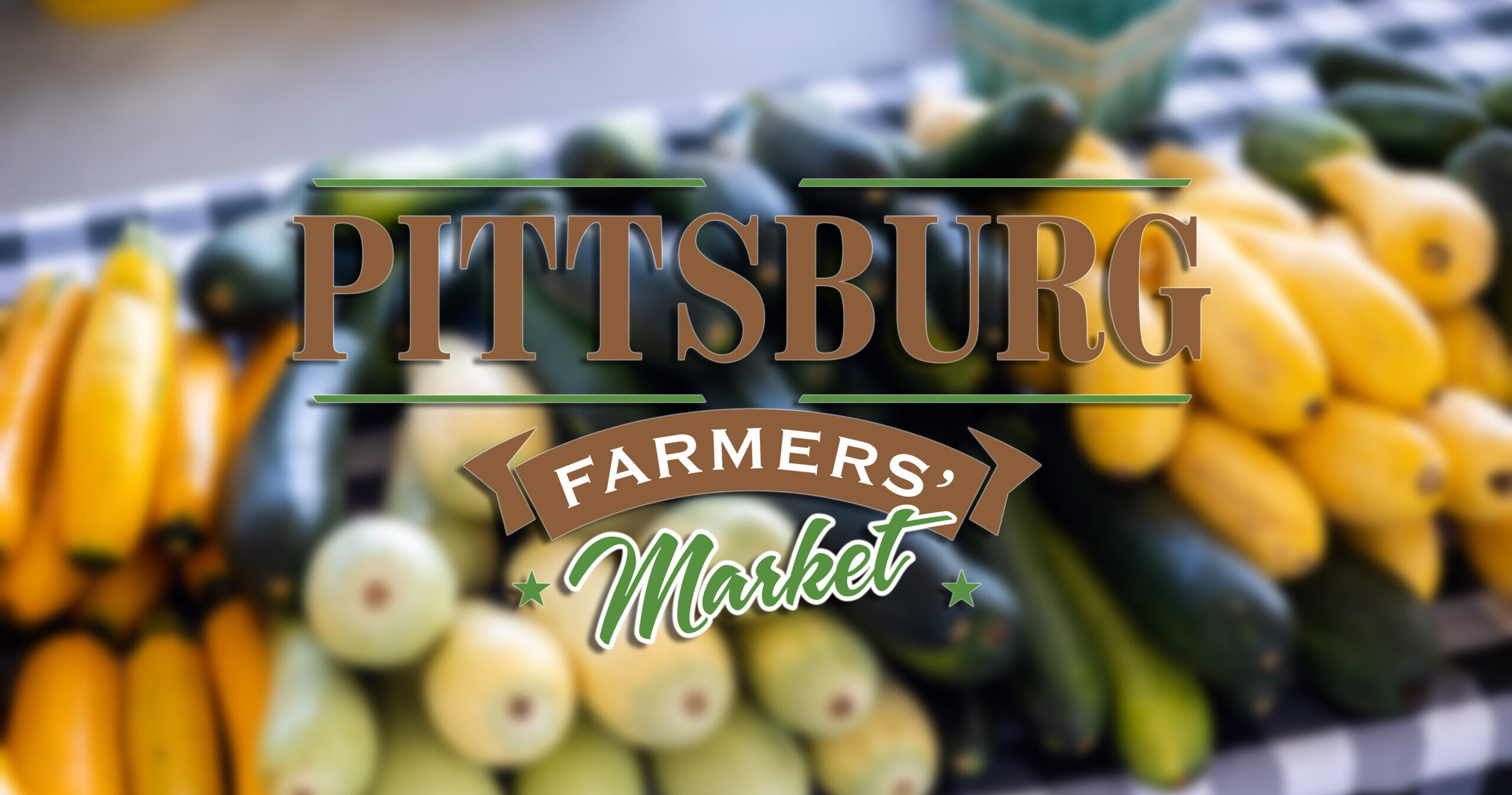 Pittsburg Farmers' Market logo on a photograph of vegetables.