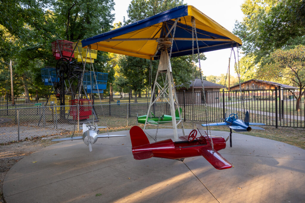 The newly painted airplane ride at Kiddieland in Lincoln Park in Pittsburg, KS.