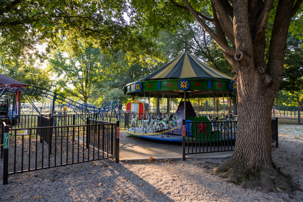 The newly painted ride at Kiddieland in Lincoln Park in Pittsburg, KS.