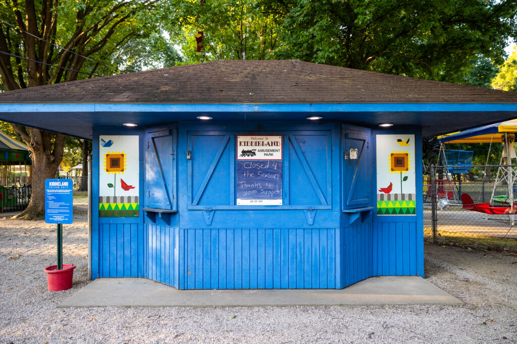 The newly painted concession stand at Kiddieland in Lincoln Park in Pittsburg, KS.