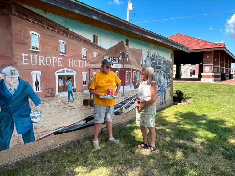 The mural at Immigrant Park in Pittsburg, KS.